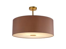 DK0193  Baymont 60cm Semi Flush 1 Light Antique Brass, Taupe/Halo Gold, Frosted Diffuser